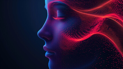 3d revolution dots rendered illustration of AI head