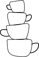 Hand drawn coffee cup illustration on transparent background.
