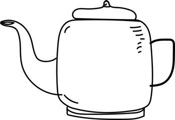 Hand drawn kettle illustration on transparent background.
