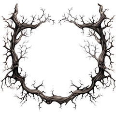 Obraz premium Illustration of a frame of rustling black branches, on a white background created with Generative Ai