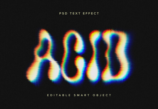 Colourful Distorted Glitch Text Effect Mockup