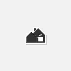 Heat radiator in house icon sticker isolated on gray background