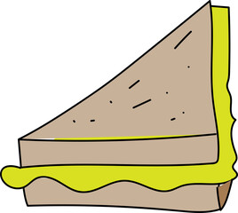 Hand drawn sandwich illustration on transparent background.

