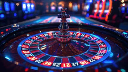 concept of jackpot, Beautiful roulette on a dark background with a place for a logo or inscription, generative ai