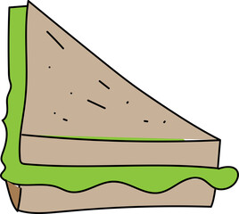 Hand drawn sandwich illustration on transparent background.
