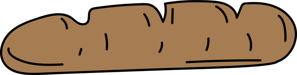 Hand drawn bread illustration on transparent background.
