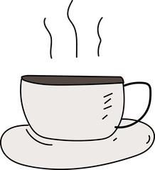 Hand drawn coffee cup illustration on transparent background.
