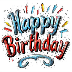 Happy Birthday logo drawing greeting card social media
