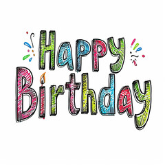 Happy Birthday logo drawing greeting card social media