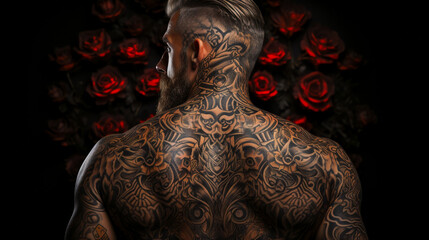 Man with Large Tattoo from Behind