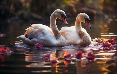 Majestic Swan Embrace.  Serene Swan Serenade