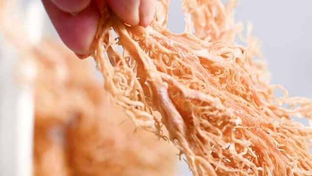 Sea Moss, closeup dried seaweed, used as food supplement.