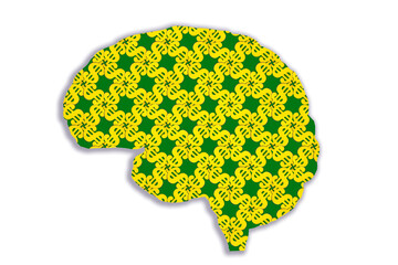 Wealth of Thought: Golden Dollar Pattern on Human Brain