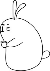Cute cartoon bunny illustration on transparent background.
