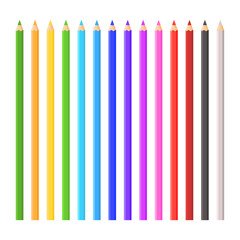 Large collection of colored pencils. Vector illustration.