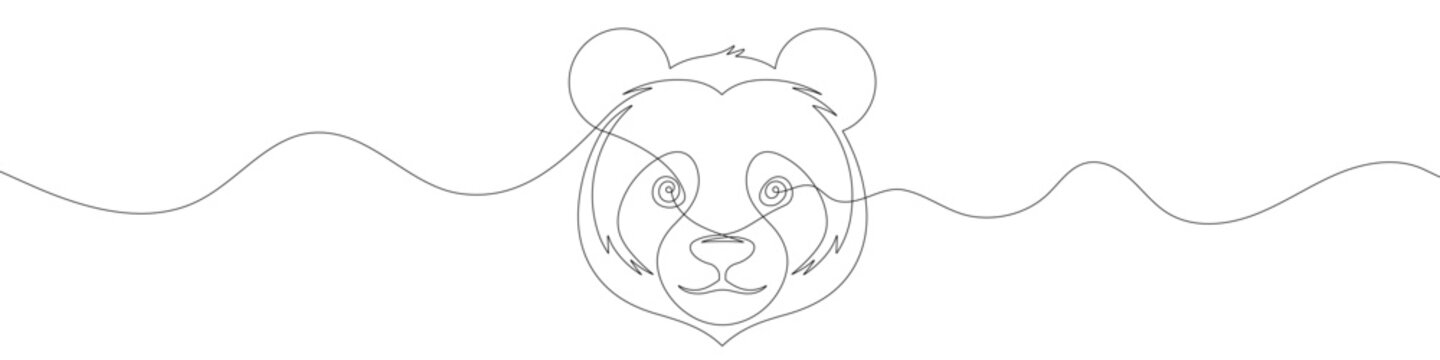 Continuous editable line drawing of panda head. Panda head icon in one line style.