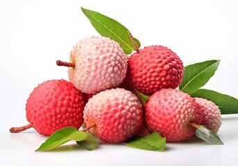 Lychee fruit isolated on white background with clipping path and full depth of field