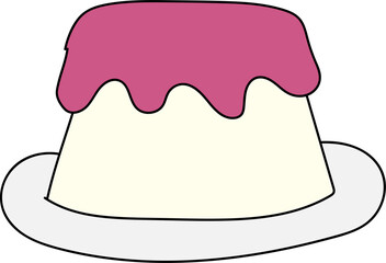 Hand drawn pudding illustration on transparent background.
