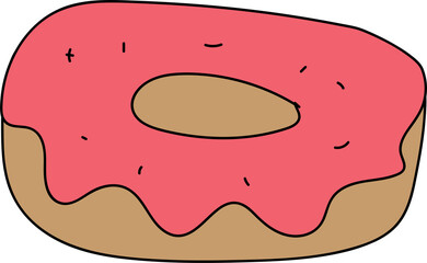 Hand drawn donut illustration on transparent background.

