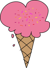 Hand drawn ice cream illustration on transparent background.
