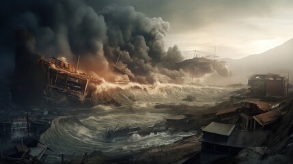 Natural disaster. Massive tsunami.