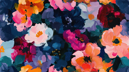 lush dark floral garden artistic background - obrazy, fototapety, plakaty