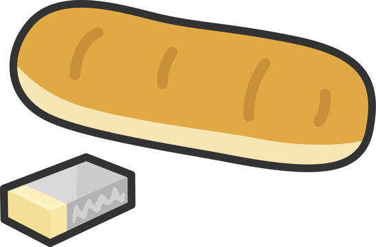 recommend clip art: 給食のコッペパン（線画カラー）のイラスト