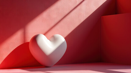 Valentine Day abstract composition with heart in 3D style