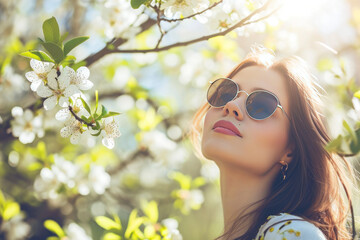 woman in cherry blossom portrait 