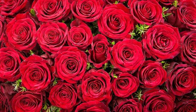 natural fresh red roses flowers pattern wallpaper top view red rose flower wall background