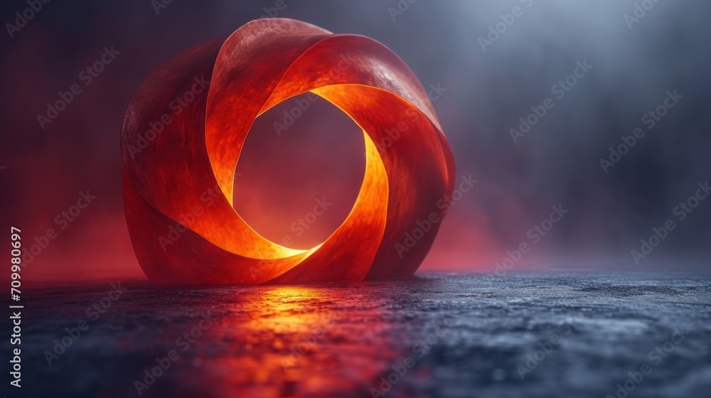 Aufkleber a red object sitting on top of a floor next to a fire hydrant in the middle of a foggy area with a b