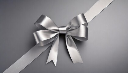 silver ribbon and bow with grey against background