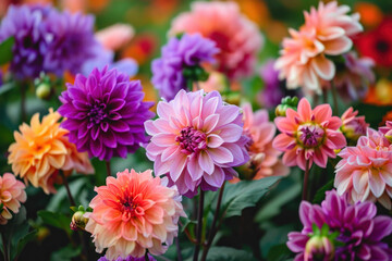 Obraz premium dahlia flowers in the garden 