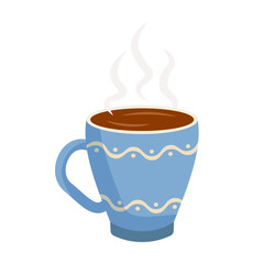 Mug with hot coffee. Vector illustration.