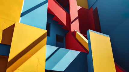 Fototapeta premium An abstract image in which geometric shapes and color blocks form a modern artistic pattern