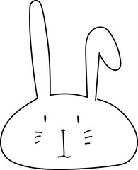 Cute cartoon bunny illustration on transparent background.
