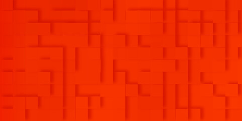 Abstract red Square rectangle block pattern with squares, red stone square cubes texture, Red Grid Background with lines, Wallpaper effect 3d block style red geometric background for any design.