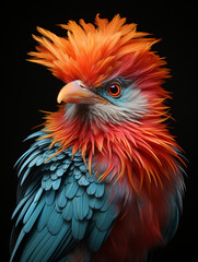 surreal acrobatic portrait of a colorful bird created with Generative Ai