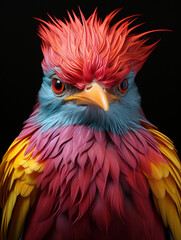 surreal acrobatic portrait of a colorful bird created with Generative Ai