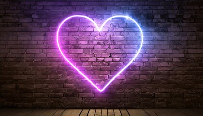 neon heart bright night neon on brick wall