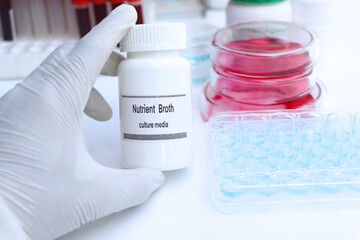 Nutrient Broth, Culture Media in bottle, Culture media used in laboratory