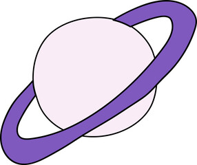 Hand drawn saturn illustration on transparent background.
