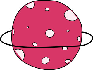 Hand drawn saturn illustration on transparent background.
