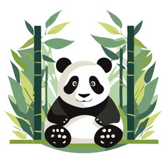Giant panda in the bamboo forest. Threatened or endangered species animals. Flat Vector EPS10