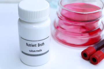 Nutrient Broth, Culture Media in bottle, Culture media used in laboratory