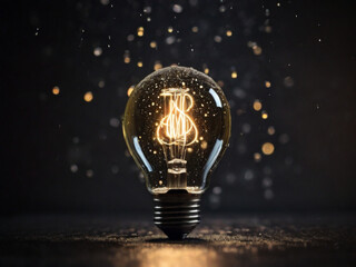 Vintage Edison Bulb Light On Dark Background ai image 
