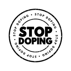 Stop Doping text stamp, concept background