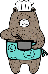 Cute cartoon bear illustration on transparent background.
