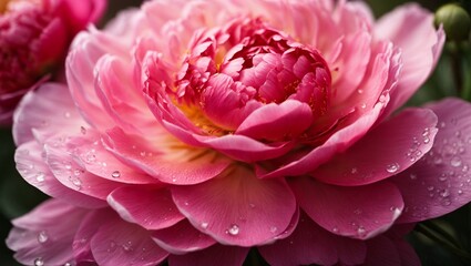 Close up of pink peony flower.
