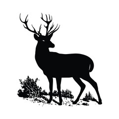 Deer silhouette vector icon on white background.